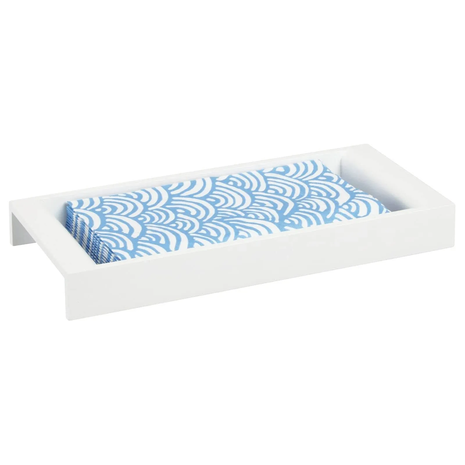 mDesign Wood Bamboo Tray for Bathroom - Sink, Counter, Vanity Organizer - White