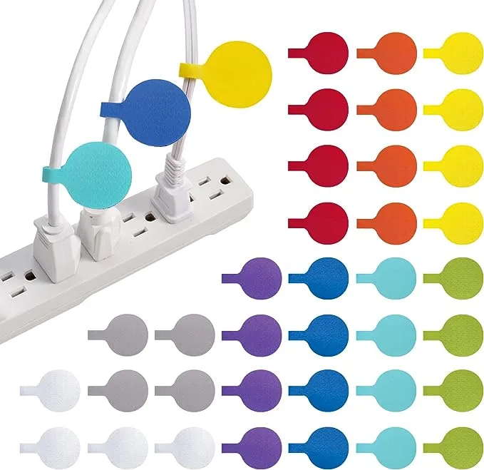 Cable Labels - - Circles, Multi-Color (36-Pack) - Color Coded Labels for Orga...