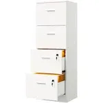 INTERGREAT 2 Drawers File Cabinet with Lock, 18" D Vertical Filing Cabinet for Home Office, Metal White File Cabinet for Hanging Letter/F4/A4/Legal Folders, Easy Assemble