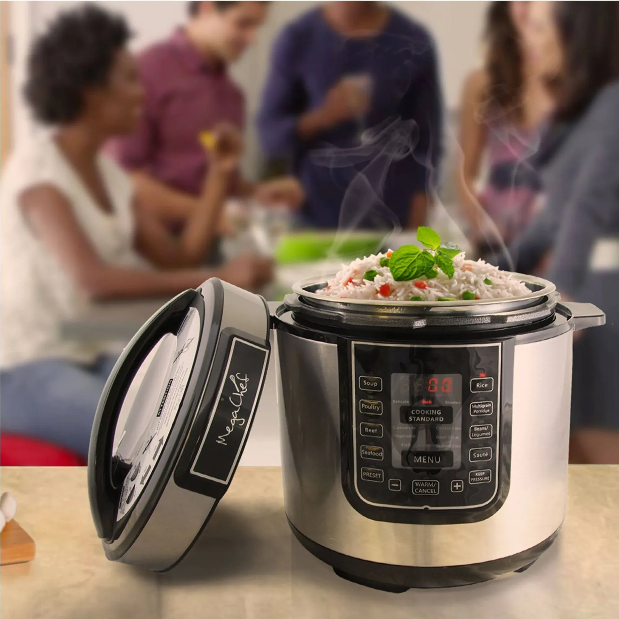 MegaChef 6 Quart Digital Pressure Cooker with 14 Pre-Set Multi Function Features