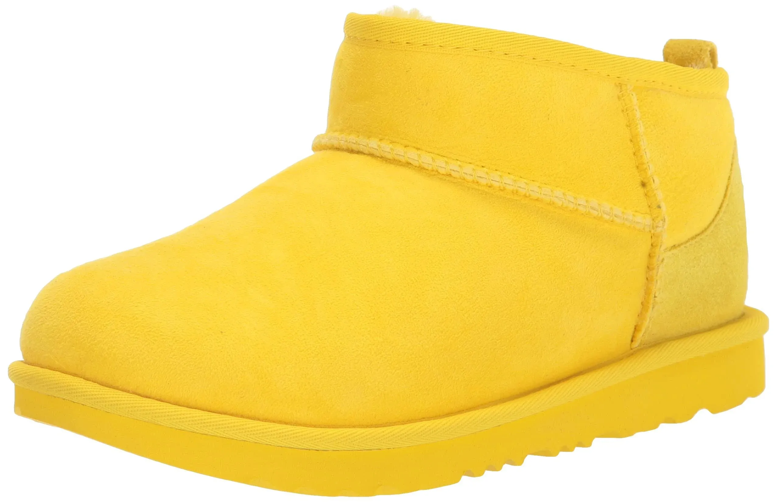 UGG Kids 1130750K Classic Ultra Mini Yellow Wool Round Toe Pull On Boots Size 4