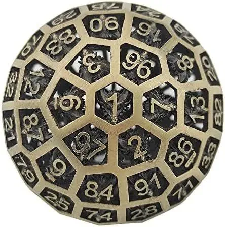 Metal Hollow DND D100 Sided Dice D&D Dungeons and Dragons MtG RPG Giant 100 ...