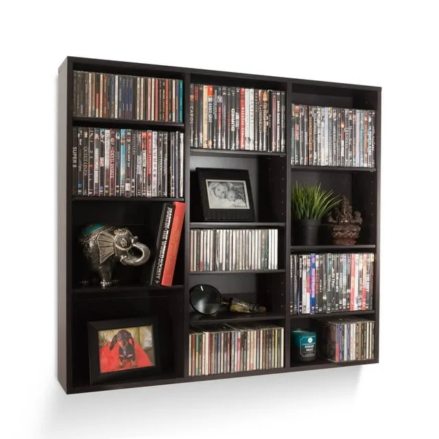 Atlantic 36"x40" Oskar Adjustable Wood Media Storage Shelf Bookcase (252 DVDs, 540 CDs), Espresso