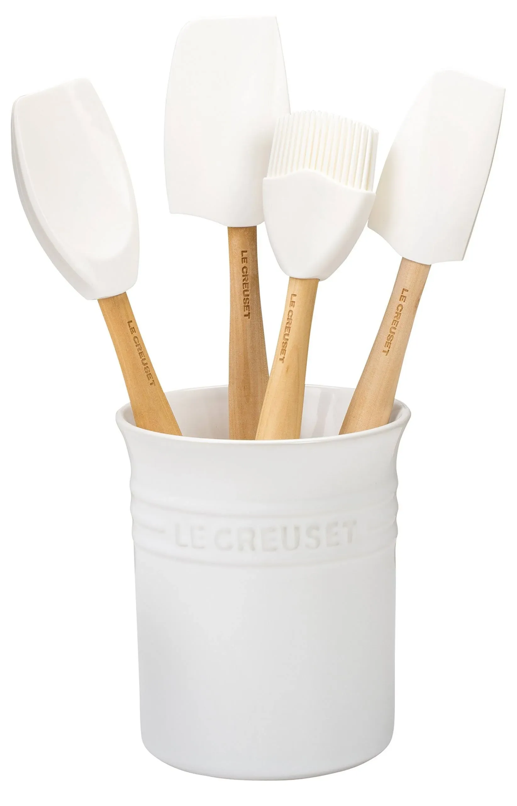 Le Creuset 5-Piece Craft Series Utensil Set with Crock | White