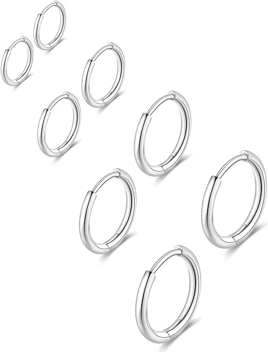 Gabry&jwl 316L Surgical Stainless Steel Huggie Hoop Earrings 6mm 8mm 10mm 11mm 12mm 14mm Hypoallergenic Earrings Hoop Cartilage Helix Lobes Hinged Sleeper