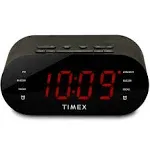 Timex Radio despertador dual T231G AM/FM con pantalla de 1.2 pulgadas y conector de entrada de línea (Gunmetal)