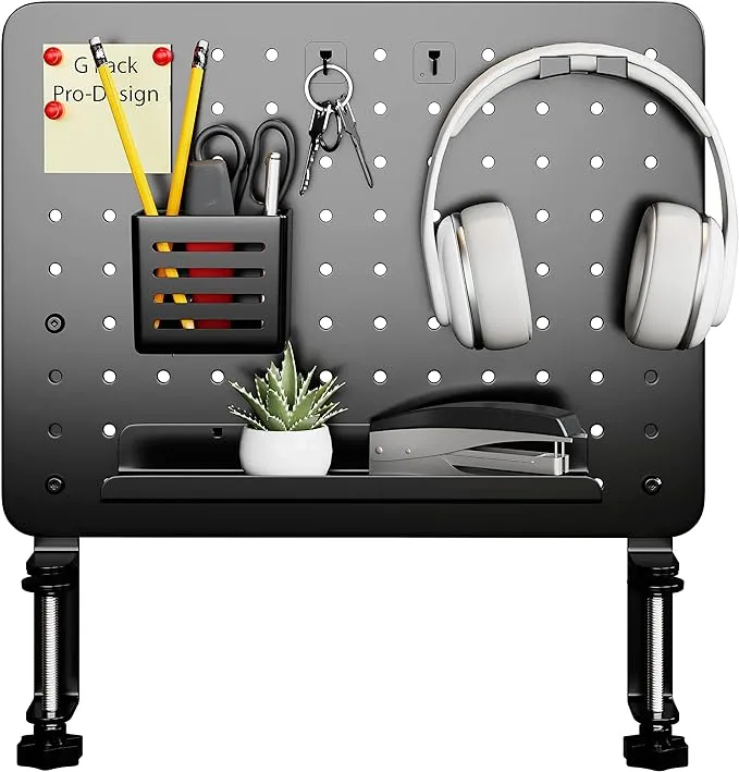 Standing Pegboard for Desk – Desk Pegboard – Clamp-On Desk Peg Board – Peg Board for Desk - Gaming Pegboard – Clamp on Desk Organizer – Gaming Desk Organizer – 20.5 X 16.5 inch – 2PCS (Black)