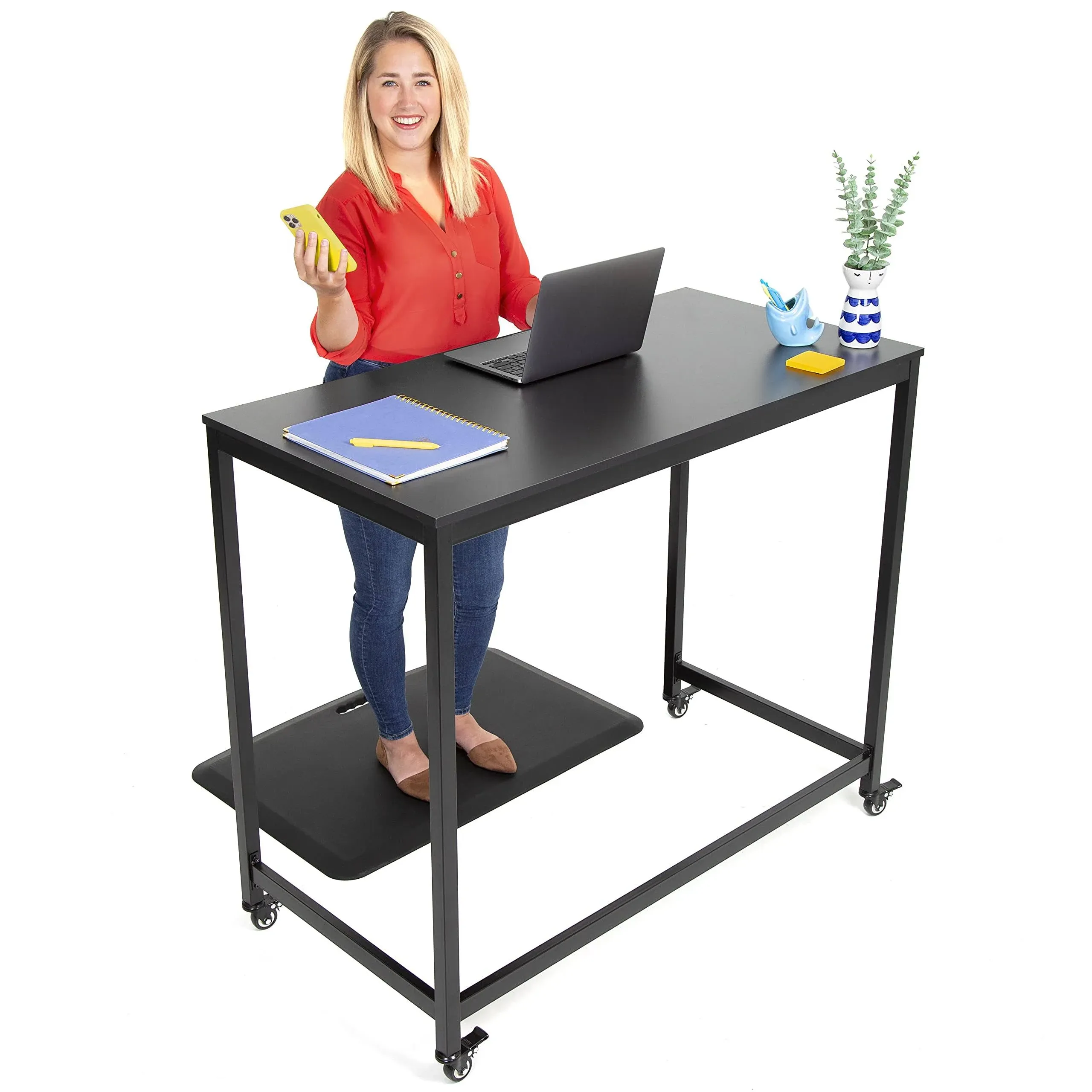 Stand Steady Joy Mobile Workstation | Standing Height Table on Wheels for Home ...