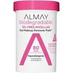 Almay Biodegradable Eye Makeup Remover Pads, Oil Free Micellar - 80 pads