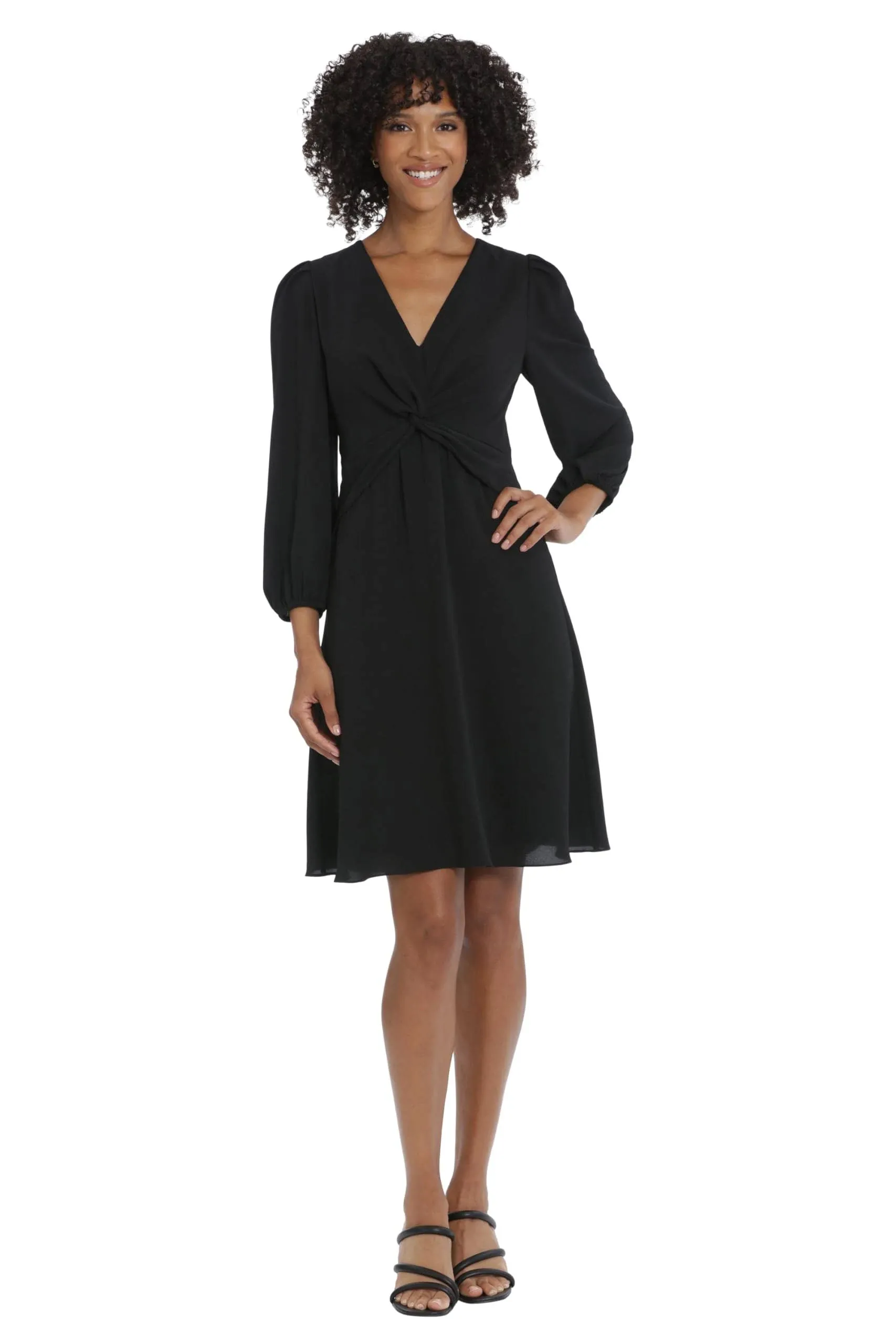 Maggy London Stretch Crepe V-Neck 34 Sleeve Dress - 4