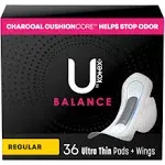 U by Kotex Balance Regular Ultra Thin Pads with Wings - 36 Count