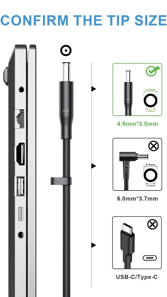 130W 4.5mm Round Tip AC Adapter Laptop Charger for Dell XPS 15 7590 7570 9530 9560 9550 Precision 5530 5510 5540 5520 M3800 Inspiron 13 7000 7347 7348 Power Supply Cord