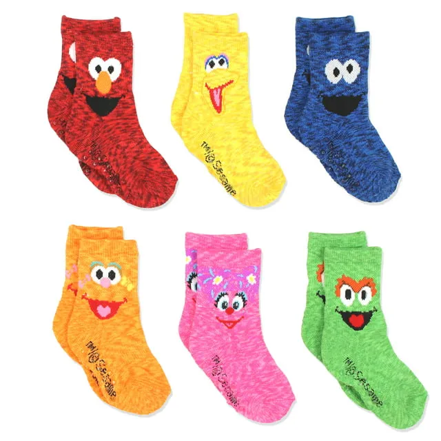 Sesame Street Elmo Boys Girls Multi Pack Crew Socks with Grippers SS9325