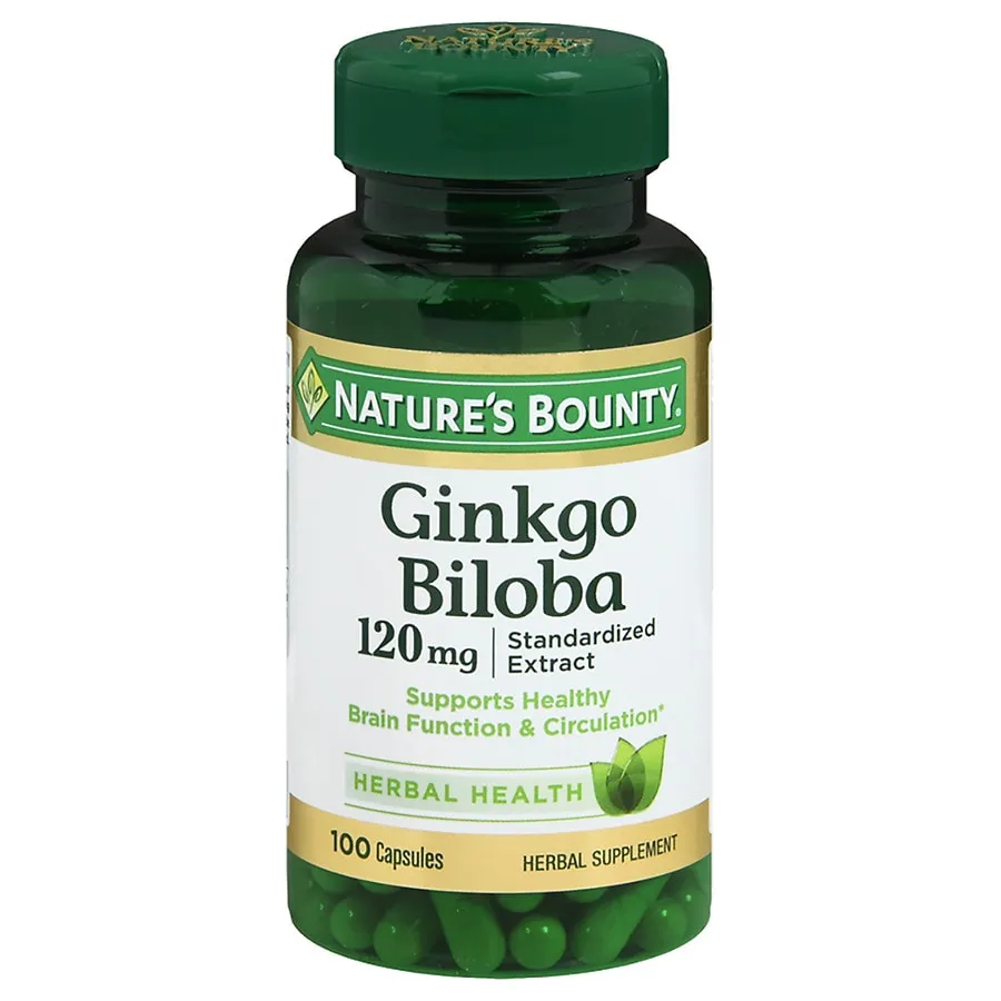 Nature's Bounty Ginkgo Biloba Capsules 120mg, Memory Support Supplement, Supports Brain Function and Mental Alertness, 100 Capsules