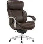 Serta iComfort i6000 Series Big & Tall Ergonomic Bonded Leather High-Back Executive Chair, Brown/Silver