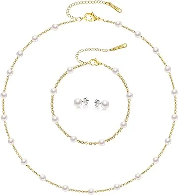 Pearl & gold necklace/choker set