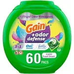 Gain Flings HE Compatible Super Fresh 3-in-1 with Febreze and Oxi Odor Defense Liquid Laundry Detergent Pacs