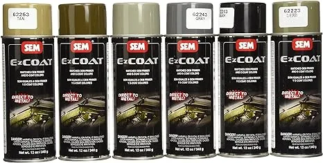 SEM 62209 Ez Coat Six Pack Assortment Black Gray Green More 12 oz Aerosols