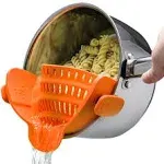 Kitchen Gizmo Snap N Strain Adjustable Silicone Clip On Strainer for Pots, Pans and Bowls - Orange