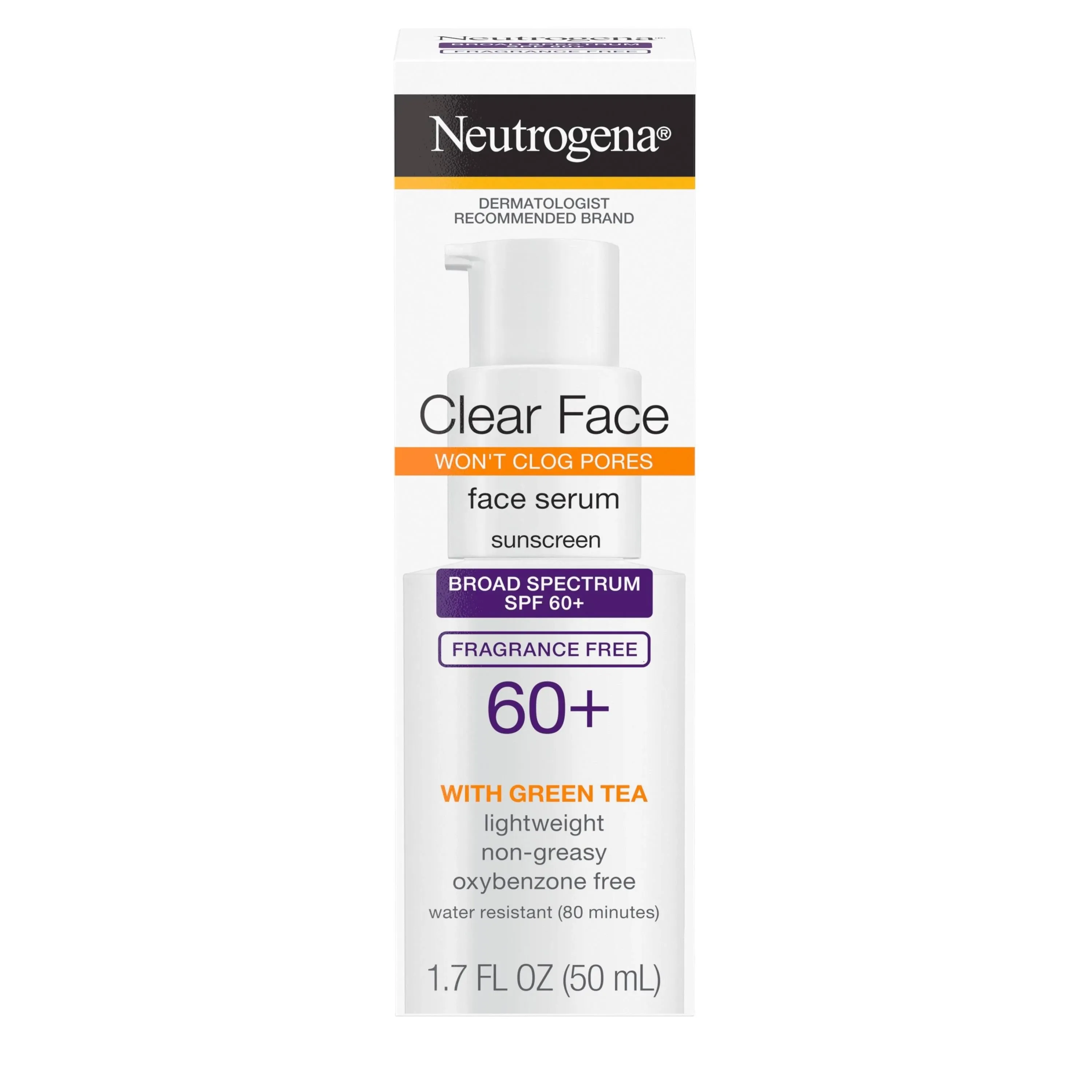 Neutrogena Clear Face Face Serum SPF60+ w/ Green Tea 1.7 oz EXP 09/2024