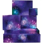 Central 23 - Space Wrapping Paper - 6 Sheets of Gift Wrap and Tags - Blue Purple Galaxy - Dreamy - Fun Birthday Wrapping Paper for Men Women Adult