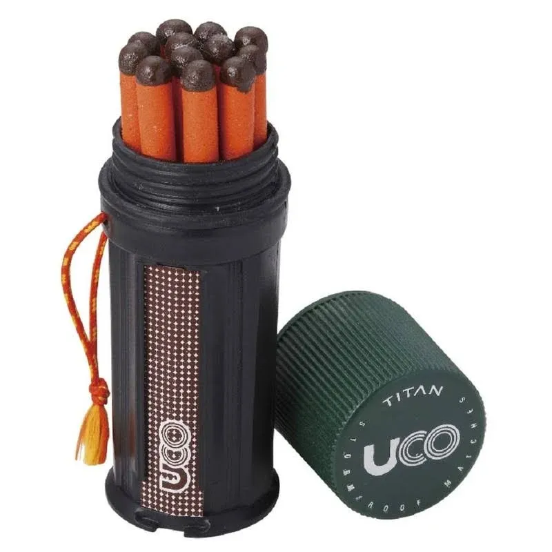 UCO Titan Stormproof Match Kit&amp;Waterproof Case, Replacement Strikers &amp;12 Matches