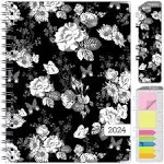 Hardcover CY 2024 Fashion Planner - 8.5"x11" (Monochrome Floral)