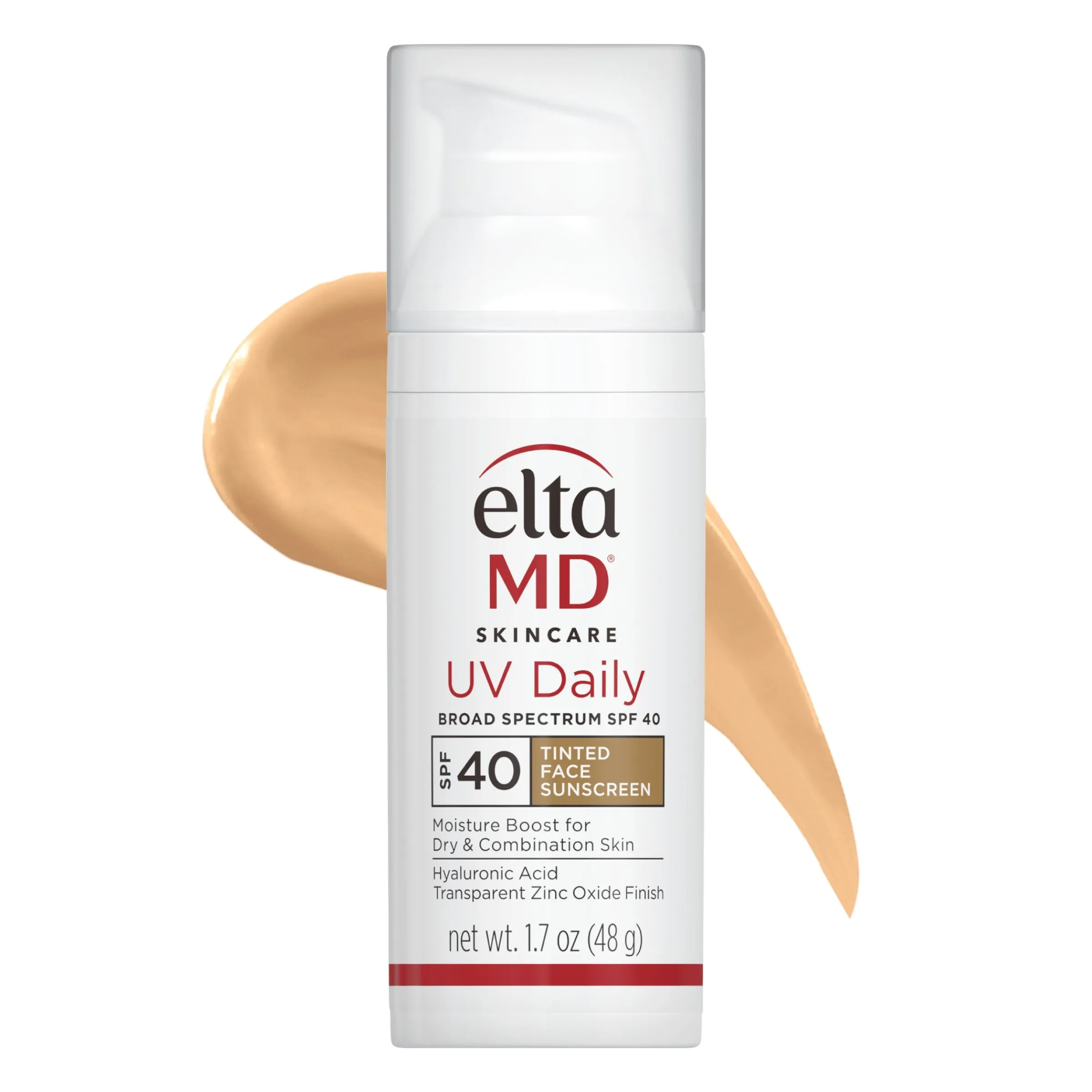 EltaMD UV Daily Tinted Sunscreen with Zinc Oxide, SPF 40 Face Sunscreen Moisturizer, Helps Hydrate Skin and Decrease Wrinkles, Lightweight Face Sunscreen, Absorbs Into Skin Quickly, 1.7 oz Pump