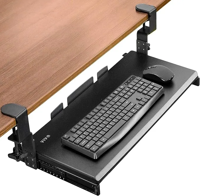 vivo Large Under Desk Height Adjustable Ergonomic Keyboard Tray C-Clamp Mount x