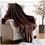 SOCHOW Flannel Fleece Blanket Throw Size, All Season Lightweight Super Soft Cozy Blanket for Bed or Couch, Brown, 50x60 inches