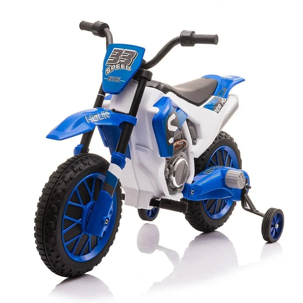 JOYLDIAS Kids Motorcycle Dirt Bike, 12V7AH Battery-Powered Ride On Motorcycle for Kids, Off-Road Street Bike w/Training Wheels, Spring Suspension, High/Low Speeds, Green