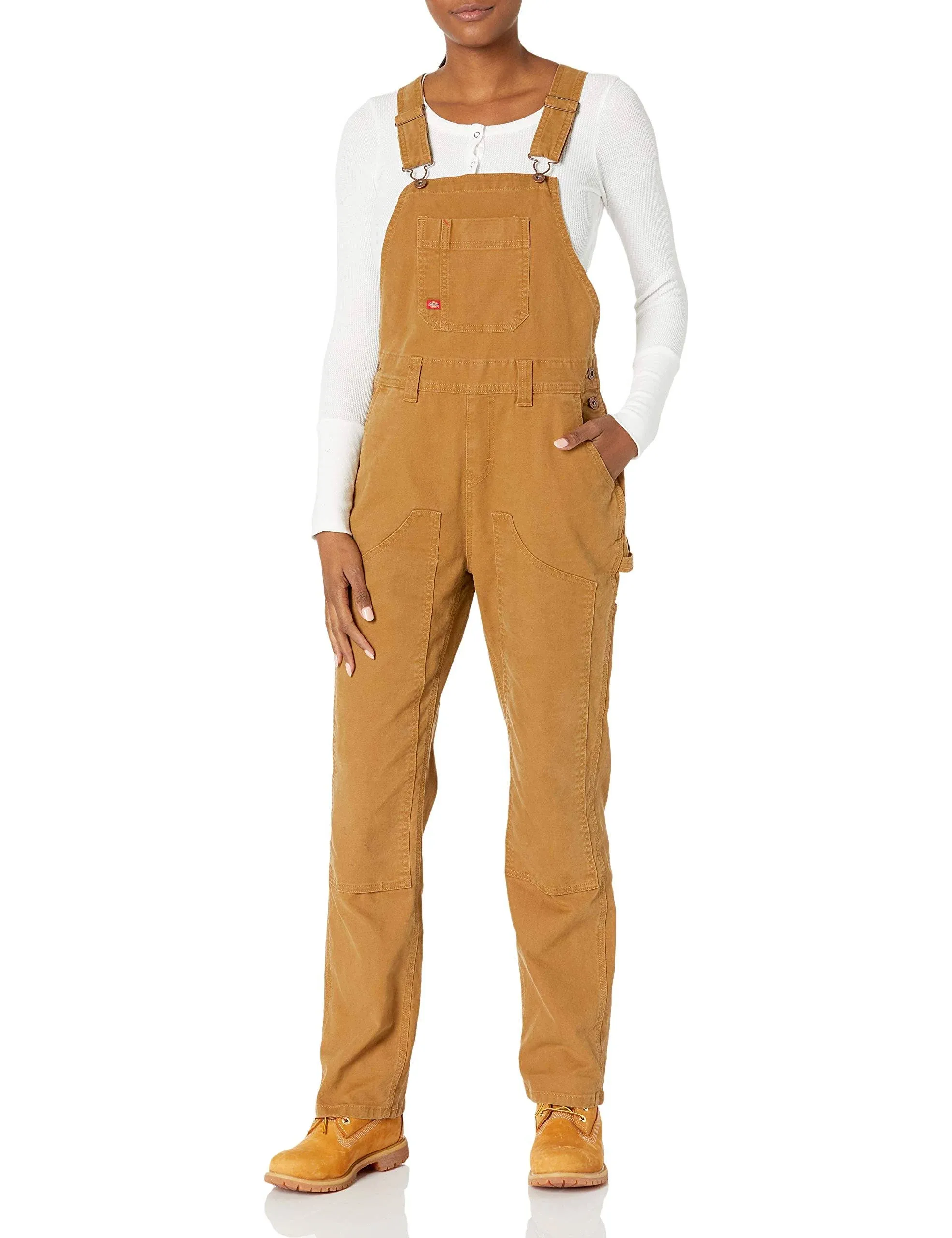 Dickies Duck Double Front Bib Overalls RINSED BROWN DUCK NWT​