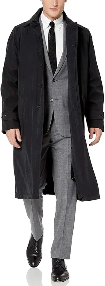 Adam Baker Men's Single Breasted Breasted Full Length Trench Coat All Year Round Raincoat