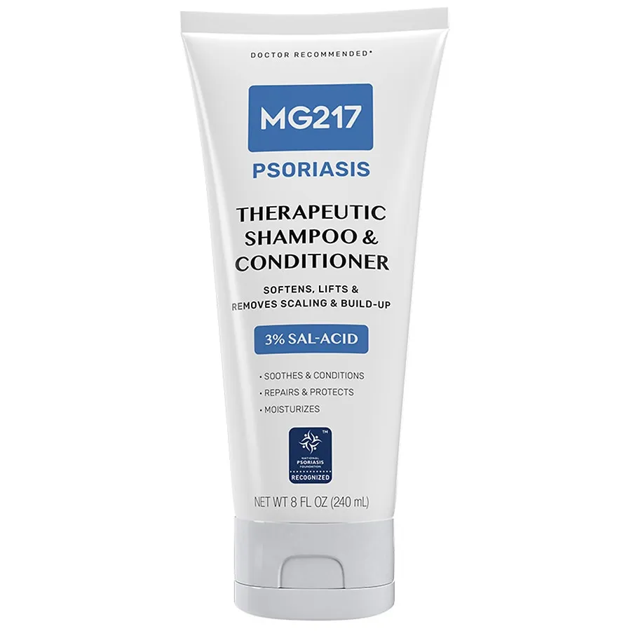 MG217 Psoriasis Shampoo and Conditioner with Salicylic Acid, Therapeutic Scalp Treatment, Softens, Lifts, Removes Scaling, Psoriasis Scalp Treatment, Salicylic Acid Shampoo and Conditioner, 8floz Tube