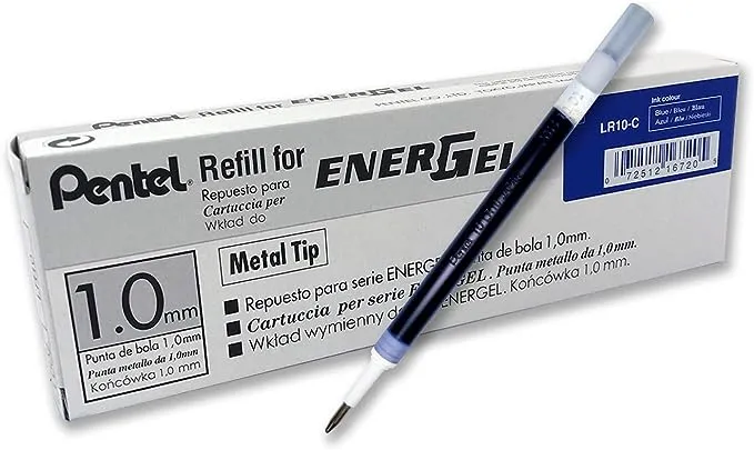 Pentel Refill Ink for BL60 EnerGel Liquid Gel Pen, 1.0mm, Metal Tip, Blue Ink, B