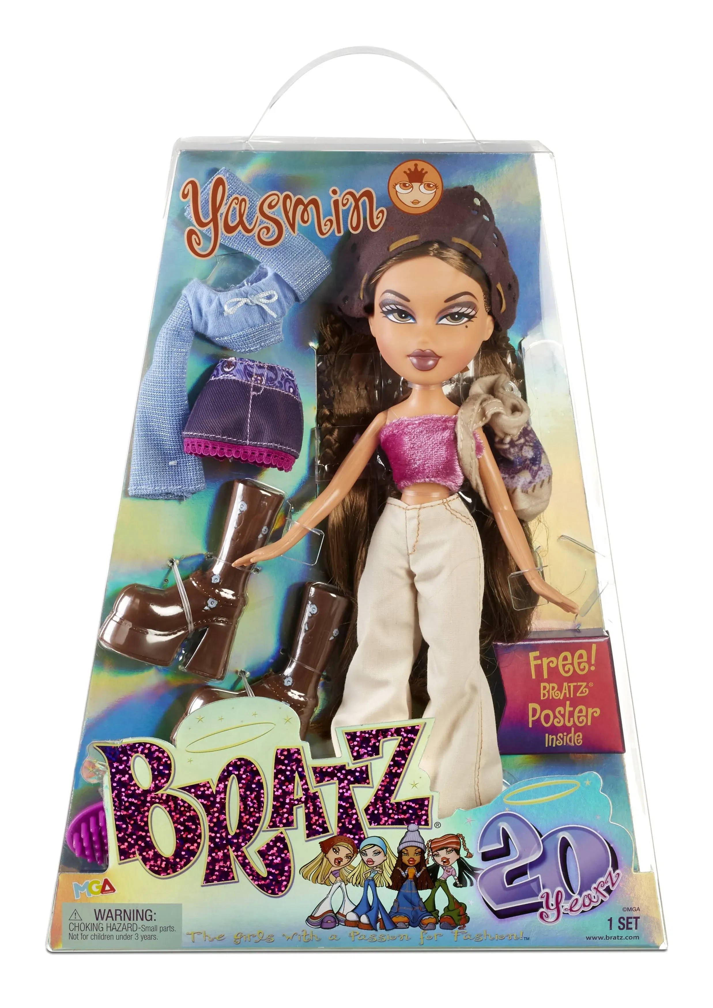 bratz 20 yearz special anniversary edition original fashion doll yasmin with accessories and holographic poster | collectible doll | for collector adults and kids of all ages