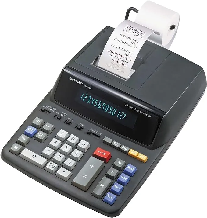 Sharp EL2196BL Two-Color Printing Calculator