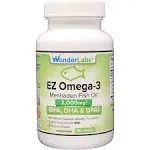 Top Rated Atlantic Menhaden Fish Oil Omega-3 2000 mg, Burpless, Made in The USA, Perfect Balance of EPA+ DHA + DPA 90 Softgels