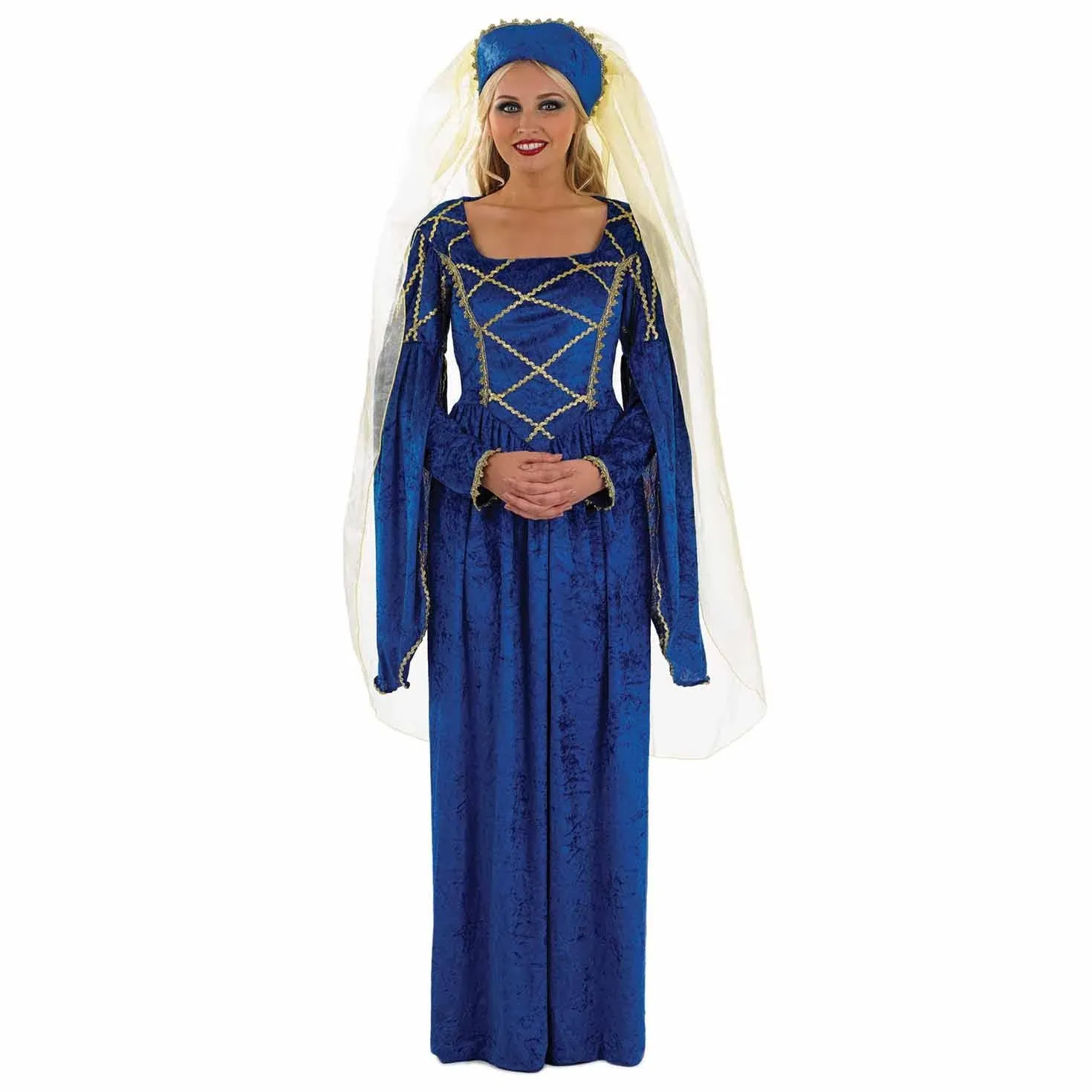 Tudor Lady Historical Queen Halloween Costume Blue Adults