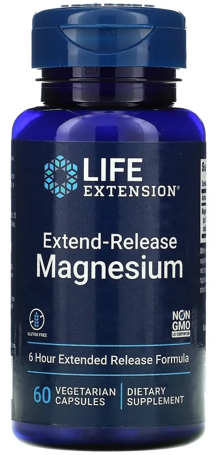 Life Extension, Extend-Release Magnesium, 250mg, 60 Vegan Capsules, Laboratory-Tested, Gluten-Free, Vegetarian, SOYA-Free, Non-GMO