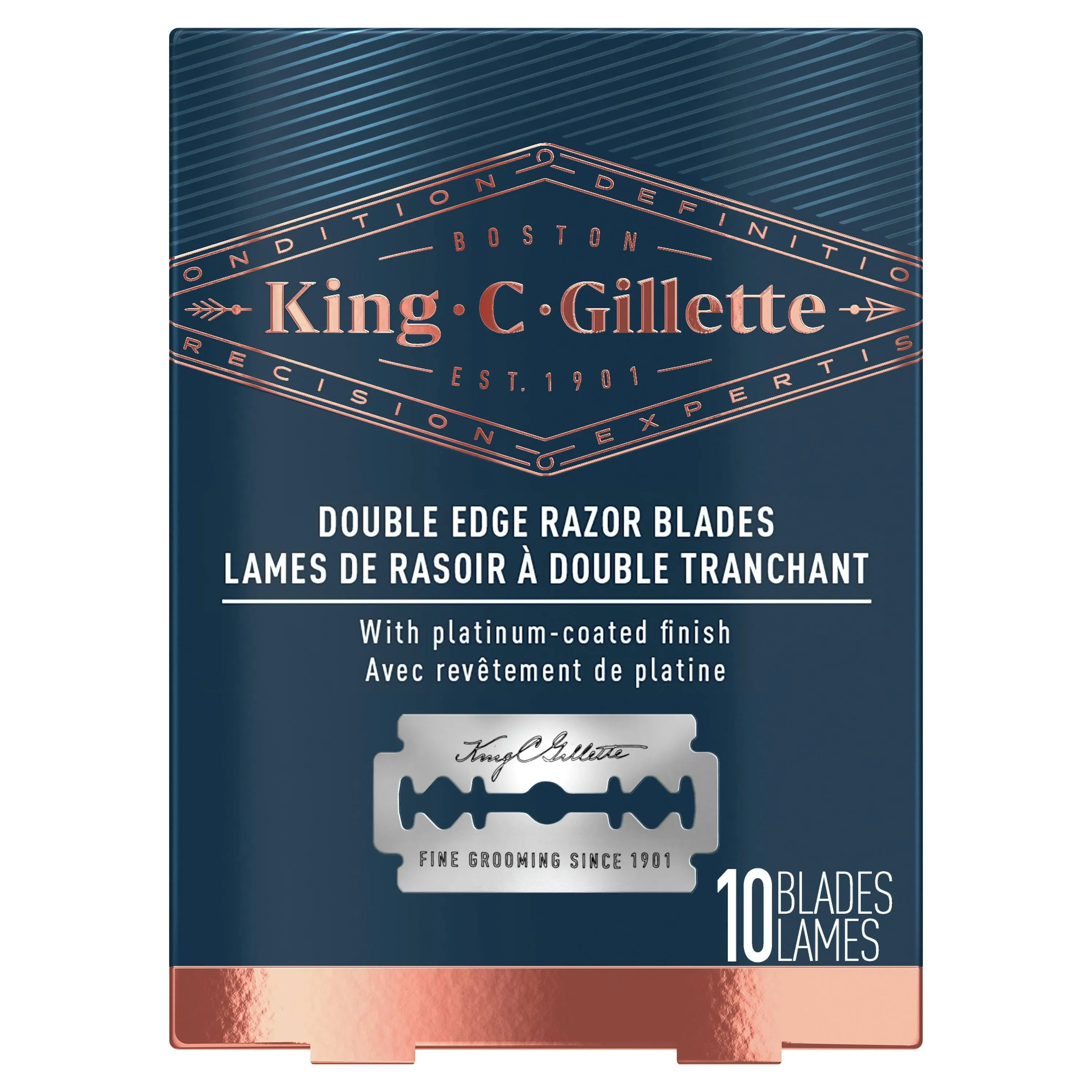 King C. Gillette Double-Edge Safety Razor Blades for Better Control, 100 Count, with Anti-Friction Coating