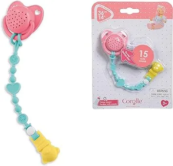 Corolle Baby Doll Pacifier with 15 Sounds - for 14" Baby Dolls, Pink/Blue