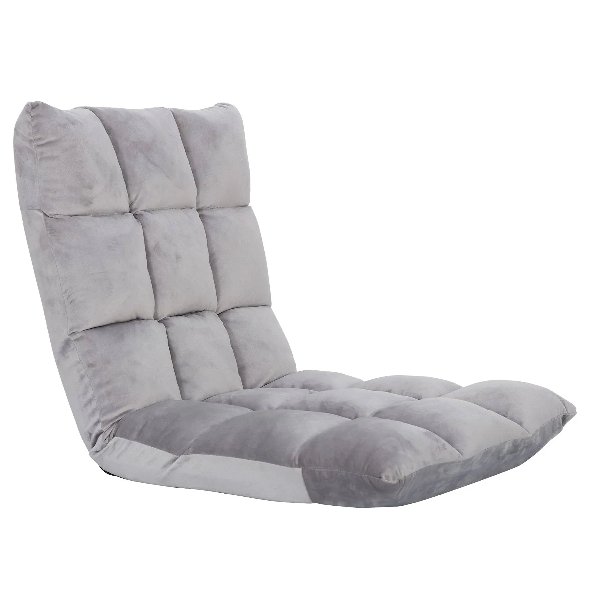 Adjustable Floor Gaming Chair Memory Foam Armless Sofa Seat with Comfy Back Support, Grey