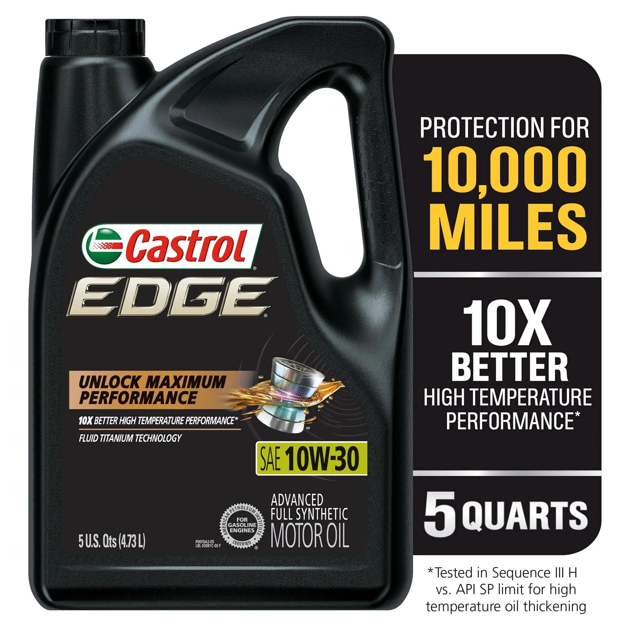 Castrol 03081 Edge 10W-30 Synthetic Motor Oil - 5 qt jug