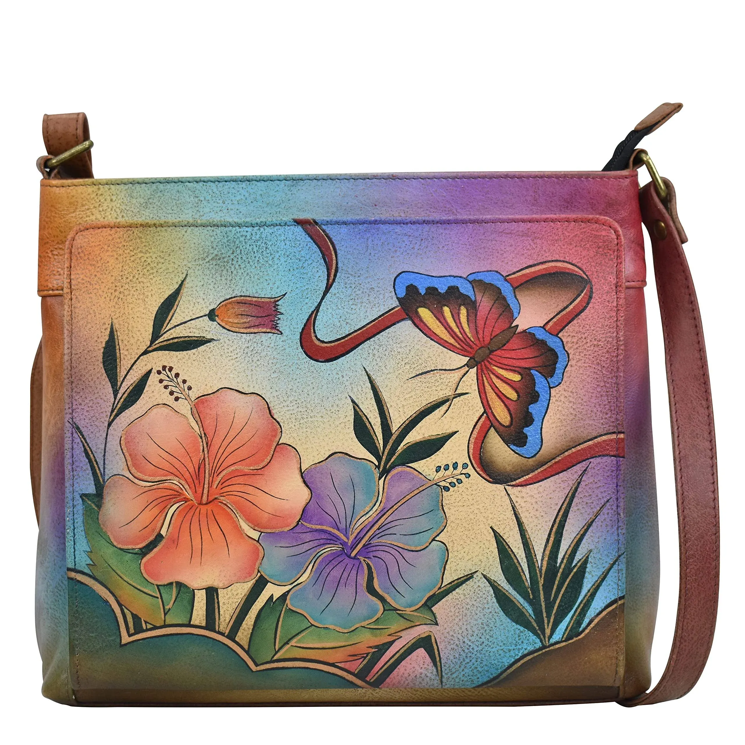 Anna by Anuschka Women's Hand-Painted Leather Organizer Crossbody