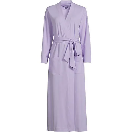 Lands' End Women's Petite Cotton Long Sleeve Midcalf Robe