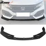 Ikon MOTORSPORTS, Front Bumper Lip Compatible with 2017-2021 Honda Civic Hatchback & Si, Ikon Style Matte Black PP Front Lip Under Chin Spoiler Add