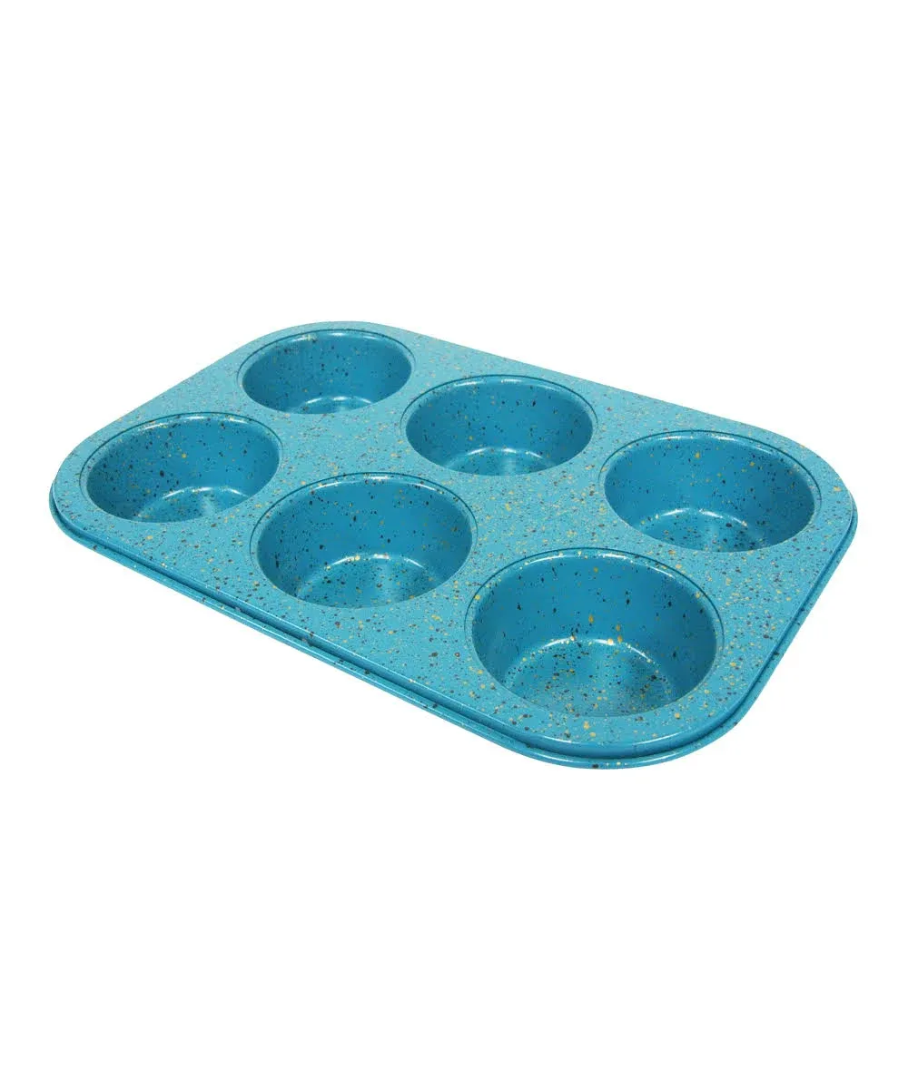 CasaWare  6 Cup Muffin Pan NonStick Ceramic Coated (Blue Granite)