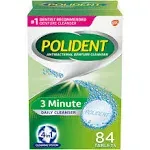 Polident 3 Minute Denture Cleanser Tablets - Cleans Removable Oral Appliances, Clear Retainers, and Mouth Guards - 84 Count (Pack of 3)