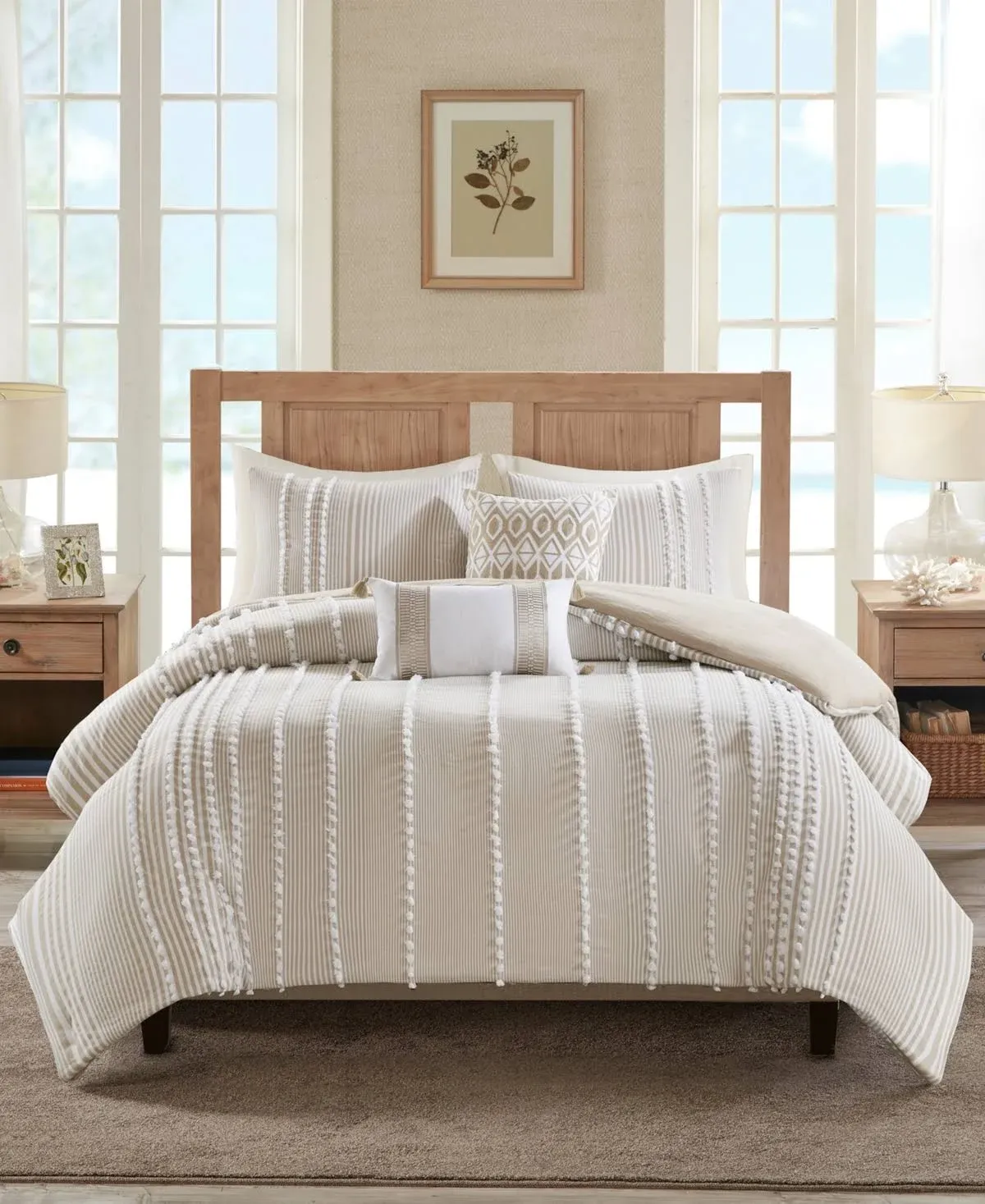 Harbor House - Anslee 3 Piece Cotton Yarn Dyed Duvet Cover Set - Full/Queen - Taupe